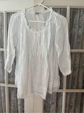 White Pintuck Peasant Blouse